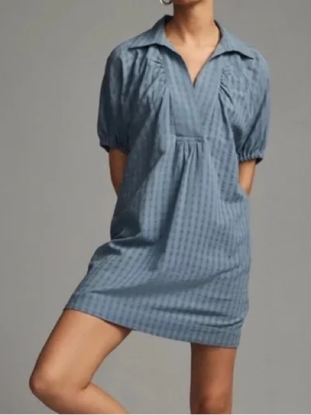 By Anthropologie V-Neck Tiered-Sleeve Tunic Dress